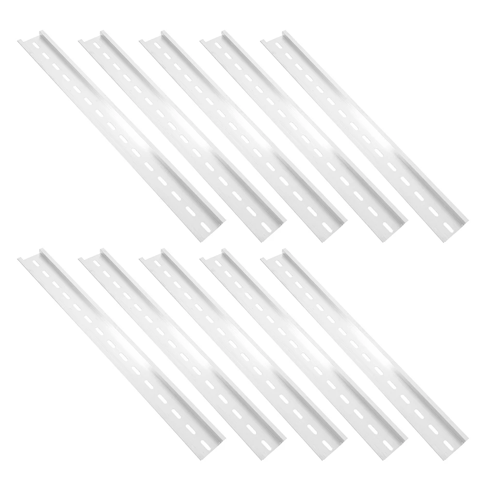 

10 Pcs Aluminum Guide Rail Circuit Breaker Rack Mount Din Rails Slotted Electrical Panel Installation Track Replacement