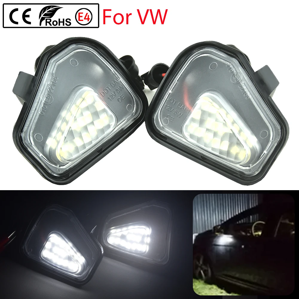 

For VW EOS 1F7 1F8 2009-2015 2PCS Side Rearview Mirror Puddle Welcome Light Waterproof Auto Floor Ground Lamp Replacement