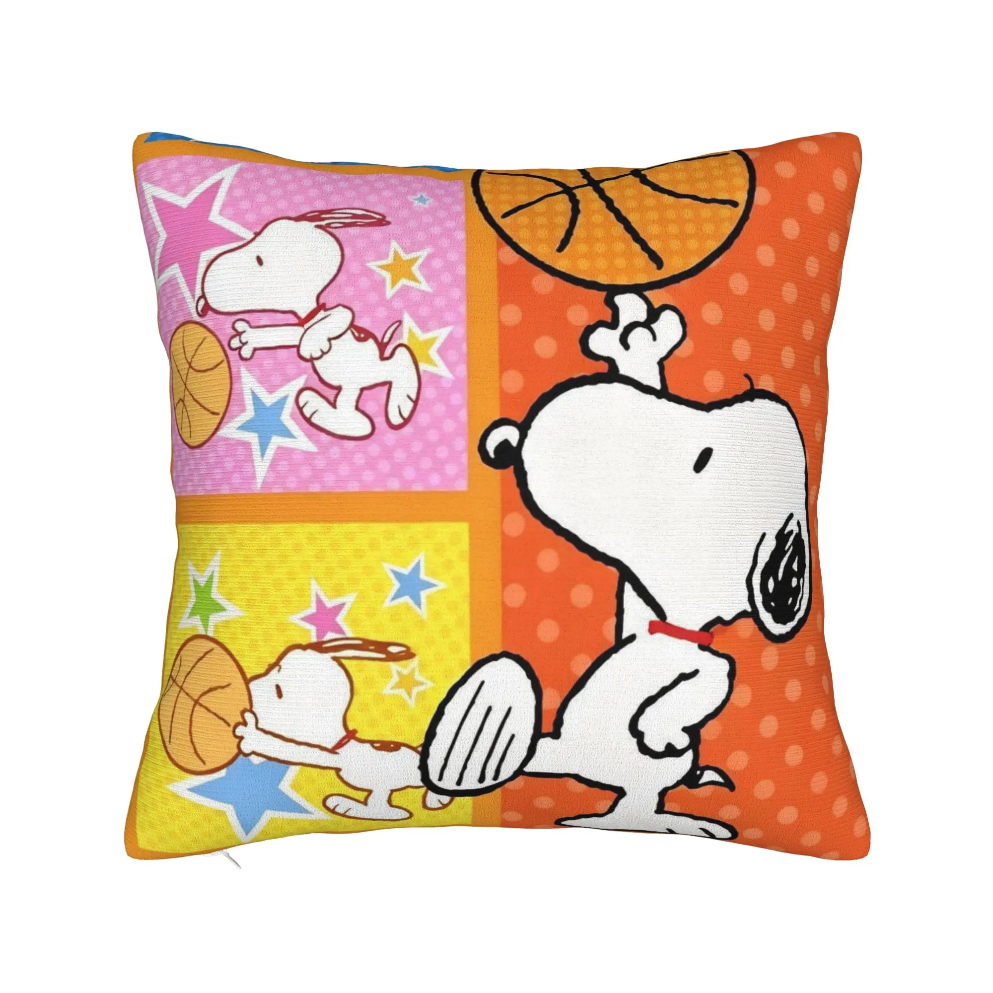 Cartoon Cute S-Snoopys Square Pillow Cases Basketball Cushion Cover Customized Zippered Decorative Pillowcase for Home 40x40cm