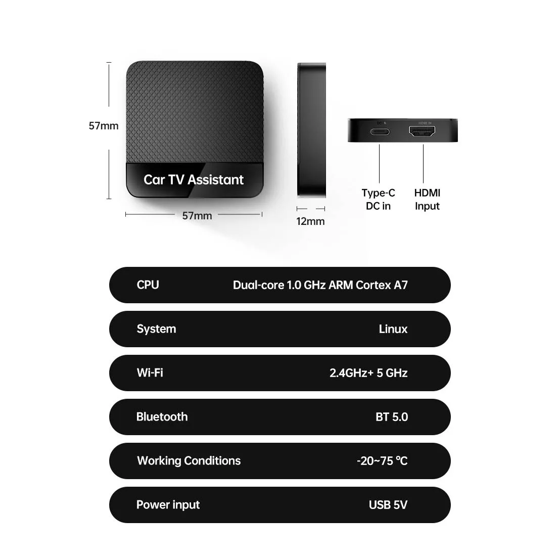 2024 New Car TV Assistant Box for Wired CarPlay Cars 2.4G+5GHz WiFi BT5.0 Support HDMl Multimedia Adapter Wireless CarPlay