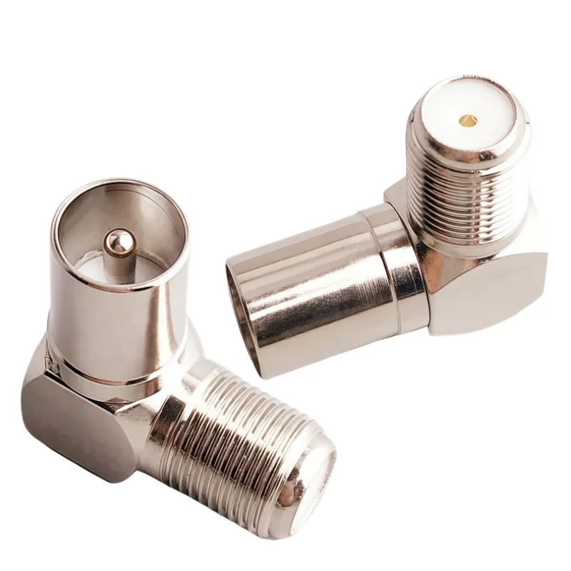 2/3PCS 90° Right Angle F-Type Female to IEC Male Coaxial Adapter Gold-Plated TV/Cable/Satellite Connector Socket Coax Cable