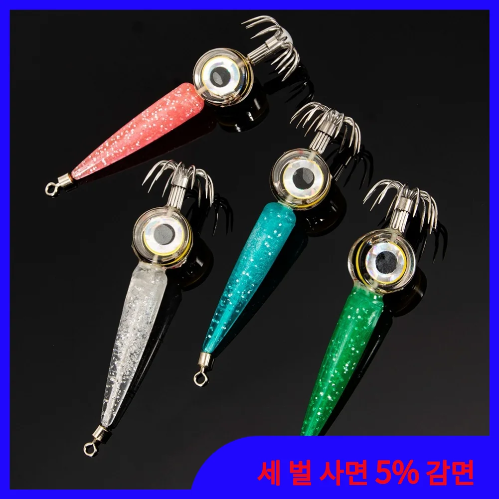 LED 심해 빛나는 낚시 미끼 조명, 오징어 지그 후크, 낚시 도구, 바다 낚시 피더, 낚시 액세서리