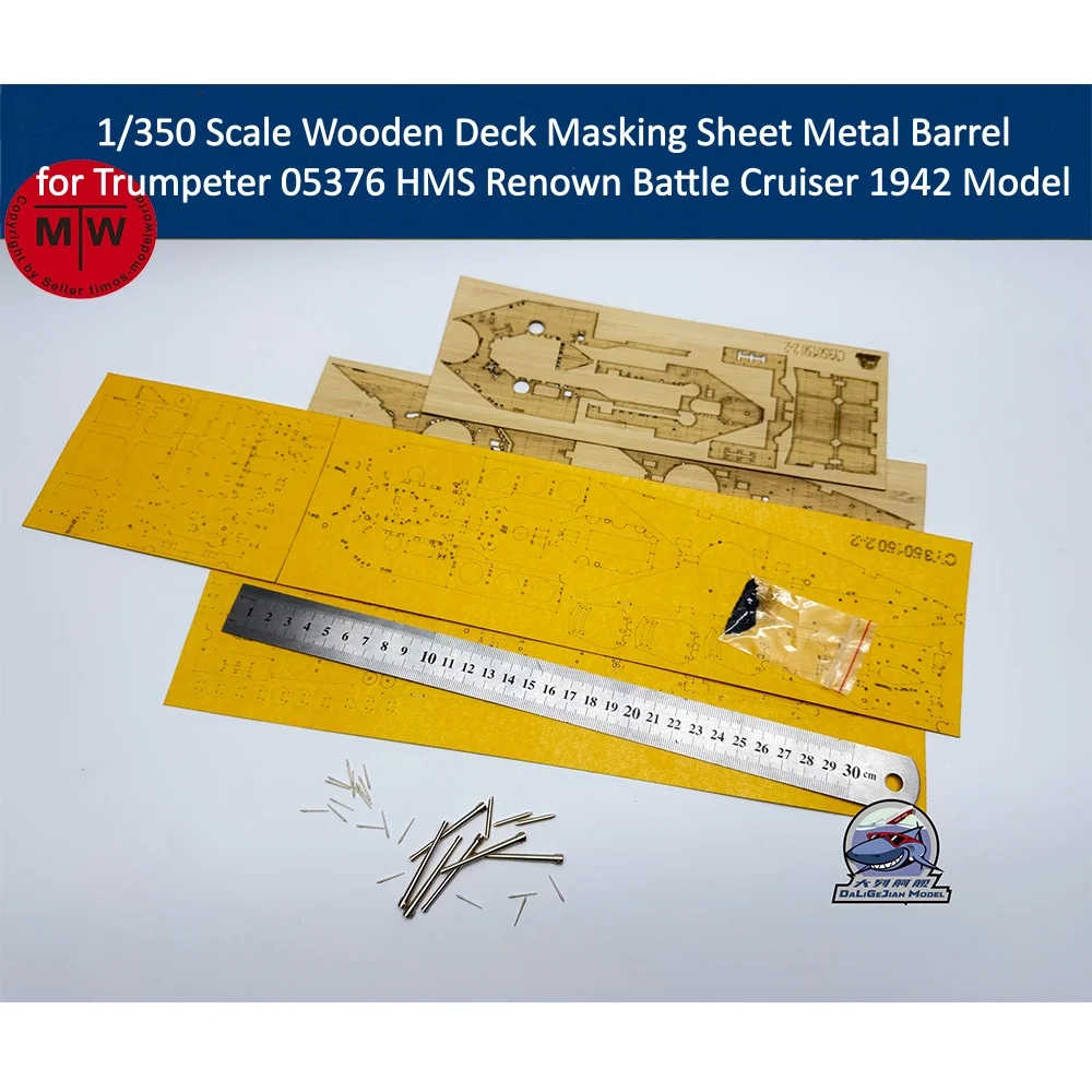 1/350 Scale Wooden Deck Masking Sheet Metal Barrel for Trumpeter 05376 HMS Renown Battle Cruiser 1942 Model Kit CY350150