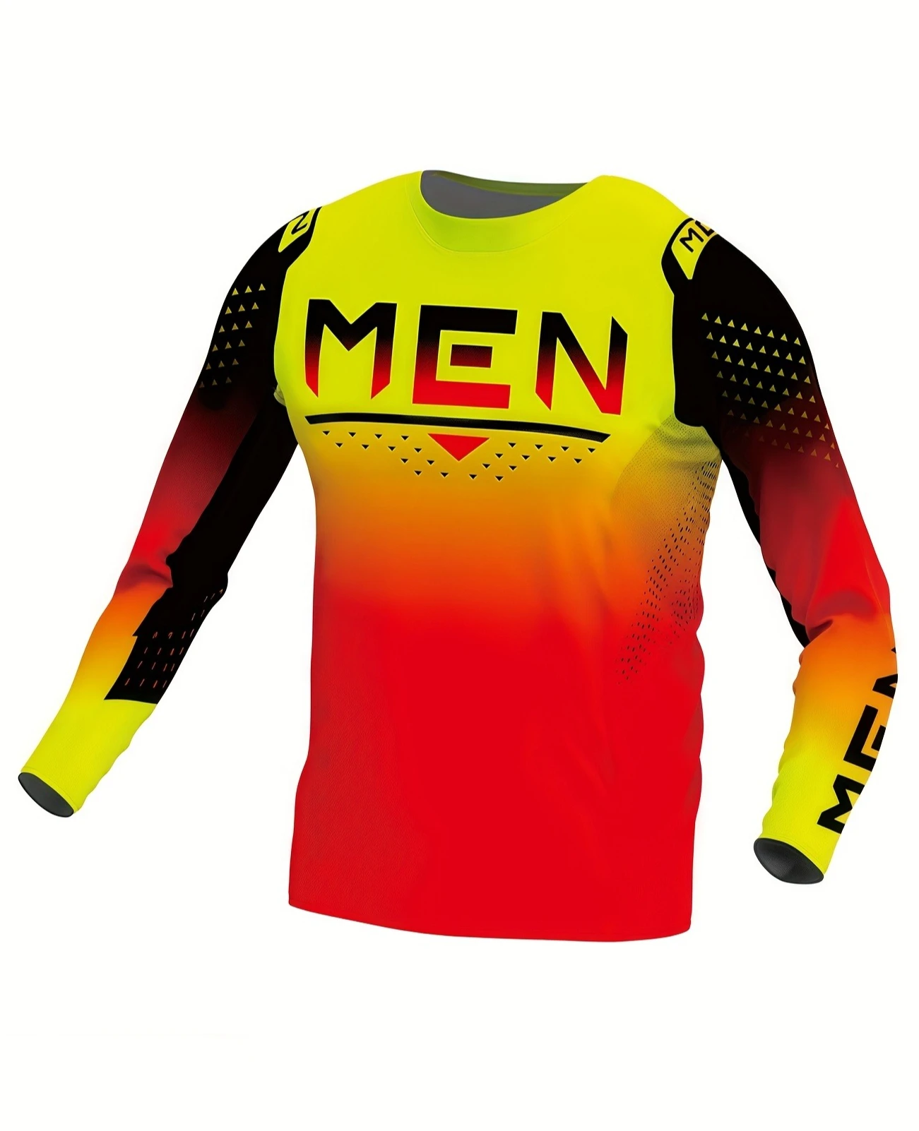 Men's Long-sleeved Off-road Motorcycle T-shirt, 3D Printed Quick-drying and Breathable Top, for Hiking, Camping and Exploration