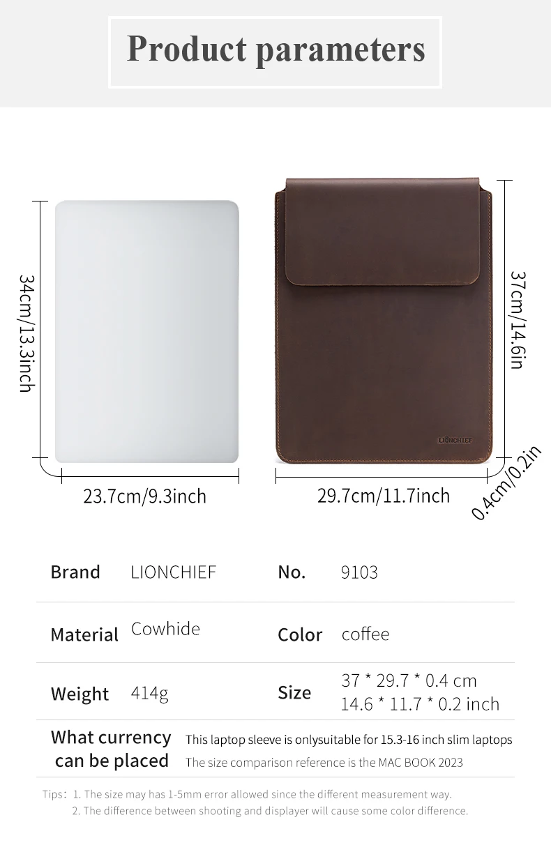 Laptop-Hülle aus Echtem Leder Schlanke Tablet-Schutzhülle für 15/15,6 Zoll MacBook Air/Pro – Detail 5