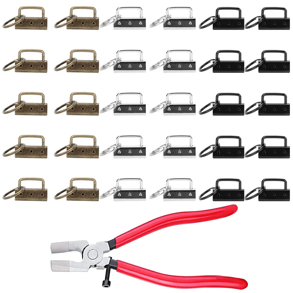 

1Set Metal Key Fob Clamp DIY Supplies for Ribbon Ends Clips Key Chain Making Supplies Wristlet Chain Fob Kit Ribbon Ends Clamps