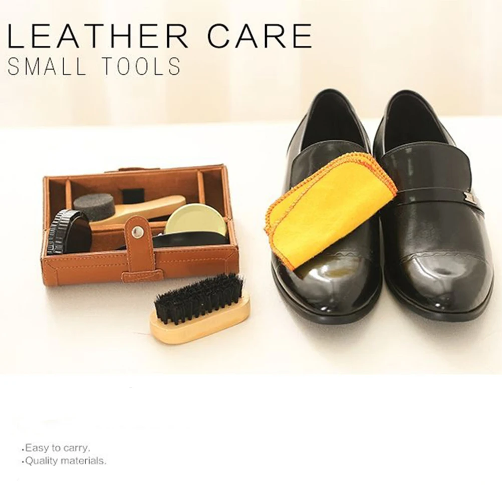 

Portable Shoe Care Kit Lightweight Durable Storage Case Travel Office Use Shine Polishing Brush Cleaning Tool Gift