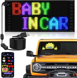 Señal LED de desplazamiento de doble fila para coche, Flexible 5V/2A, Control por aplicación Bluetooth, patrón de mensaje de texto personalizado, pantalla LED programable