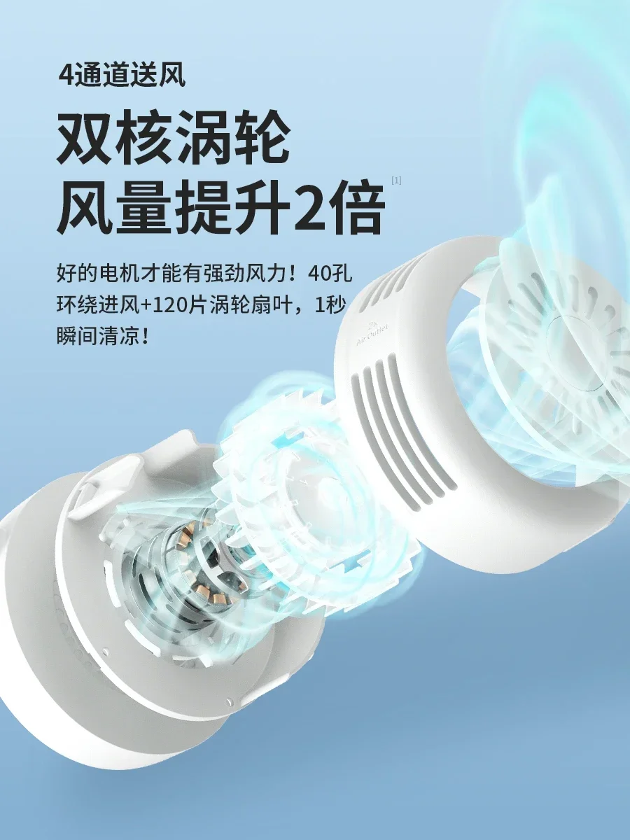 Ventola da collo sospesa per il raffreddamento in estate, portatile e pieghevole, senza lame e ricarica USB, perfetta per la casa e l'ufficio