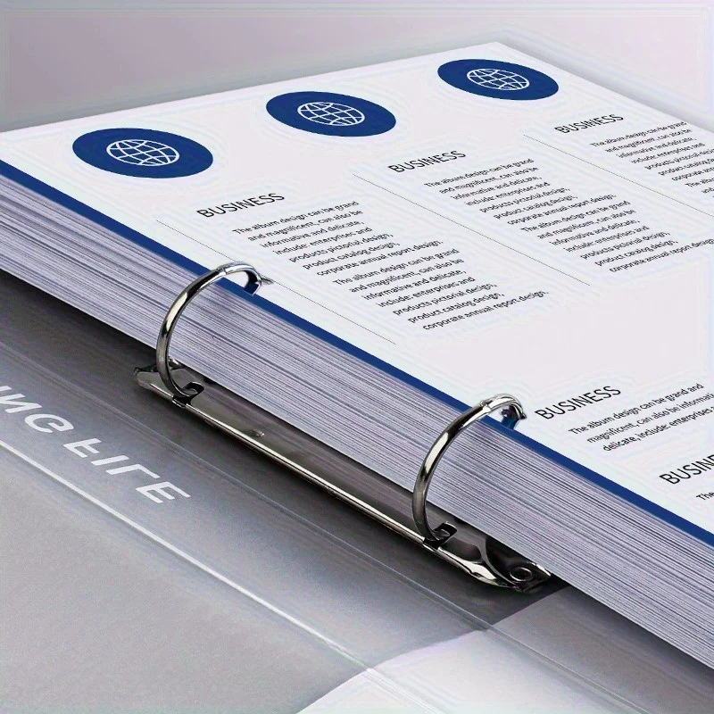Picture 5: Heavy-Duty A4 Two-Ring filing binder - Holds 200 Sheets (100 Pages), Smooth-Running Rings，Durable Document Organizer