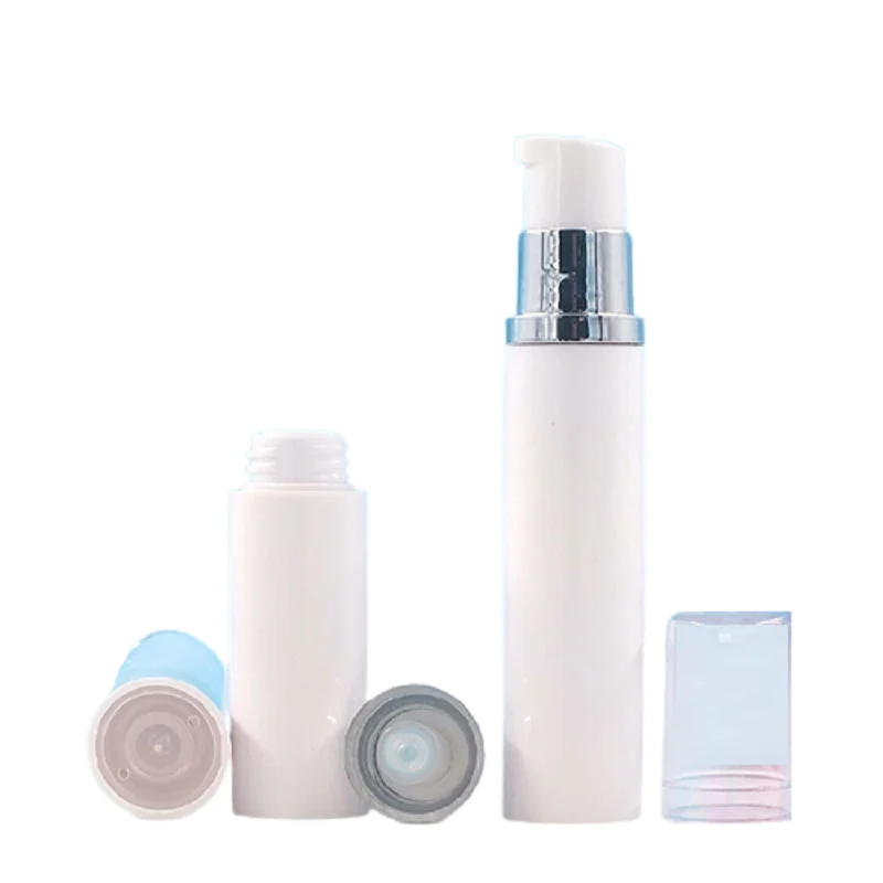 30Pcs Plastic Airless Bottles Cosmetic Refillable Sample Bottle 5ml 10ml 15ml White Empty Essence Emulsion Lotion Vacuum Bottle
