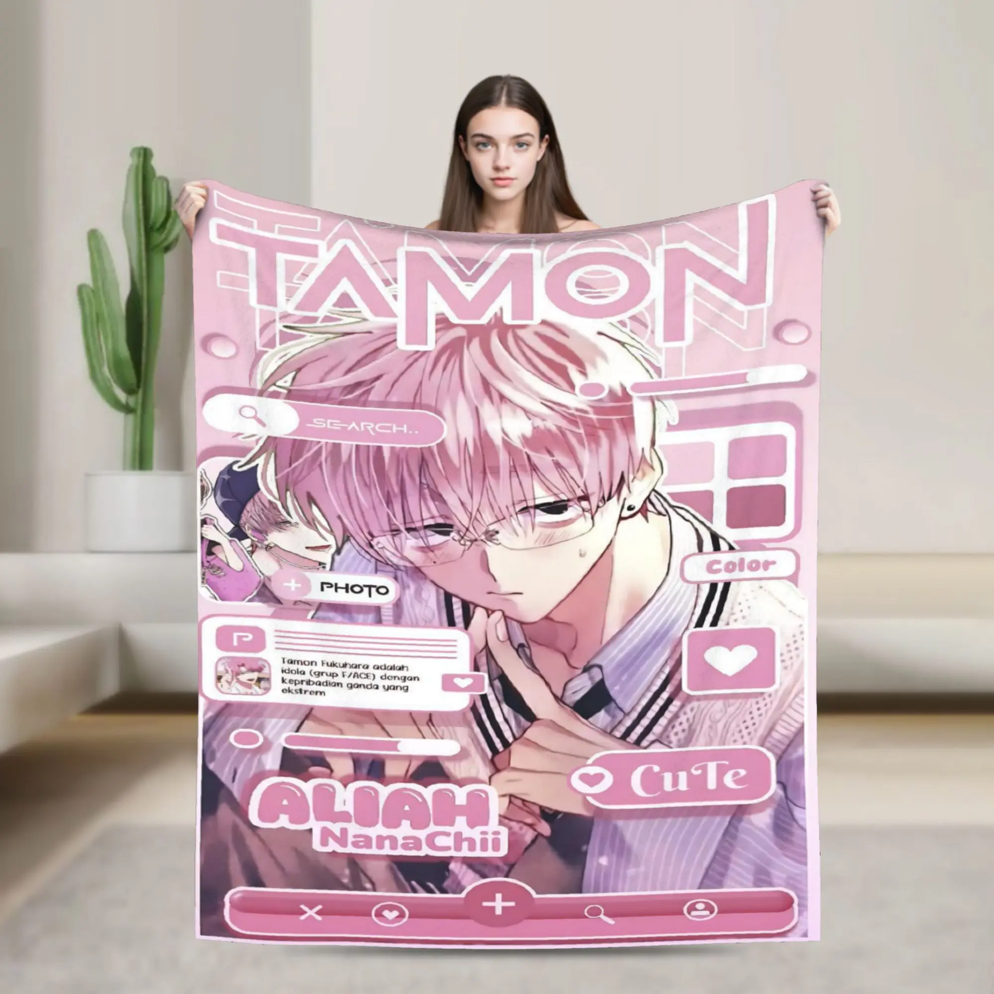 Comfort Tamon-kun Ima Blanket Stuff Bedding Decorative  Throw Blankets Super Soft Flannel for Car
