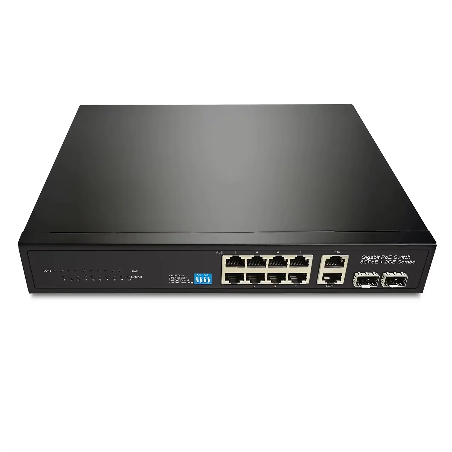 IEEE802.3AF/AT 48V PoE Switch 8 Port Gigabit 1000 with 2*1G Combo for IP