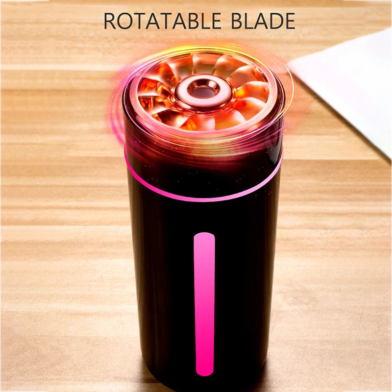 Беспроводной Автомобильный увлажнитель воздуха с поворотной верхней крышкой, 360 мл, Перезаряжаемый/USB, Автомобильный увлажнитель воздуха, освежитель воздуха с Цветной подсветкой