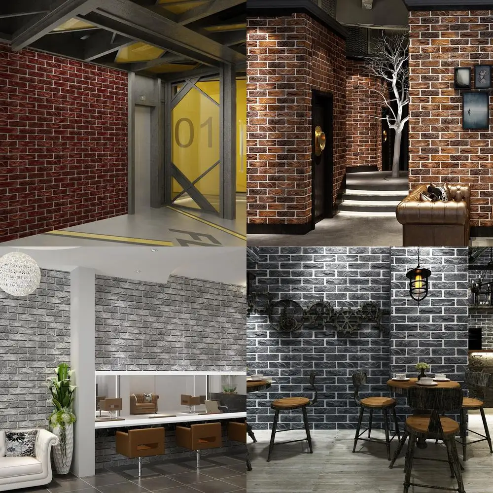 Industrial Style 3D Retro Red Brick Wall Wallpaper for Study Dining Room Hotel Tea Room Live Streaming Room New Chinese Style