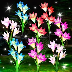 Solar Garden Flower Lights Outdoor Waterproof  Multi Color Changing Led Decorative for Yard Lawn Patio Landscape Walkway Pathway