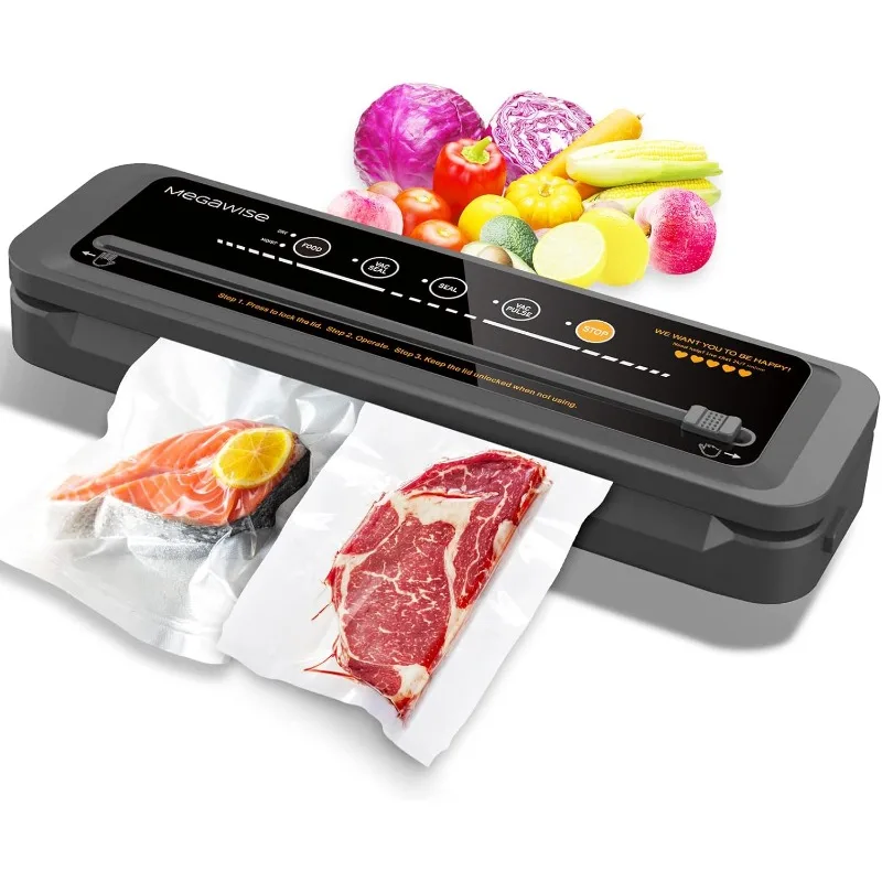 Vacuum Sealer Machine80kPa Suction Power| Bags and Cutter Included Compact One-Touch Automatic Food Sealer with External Vacuum