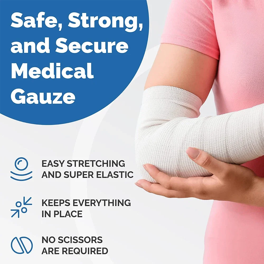 4 Rolls Premium Gauze Rolls Gauze Bandage - Super Soft Woven Stretch Gauze Bandages for Primary Wound Dressing Support