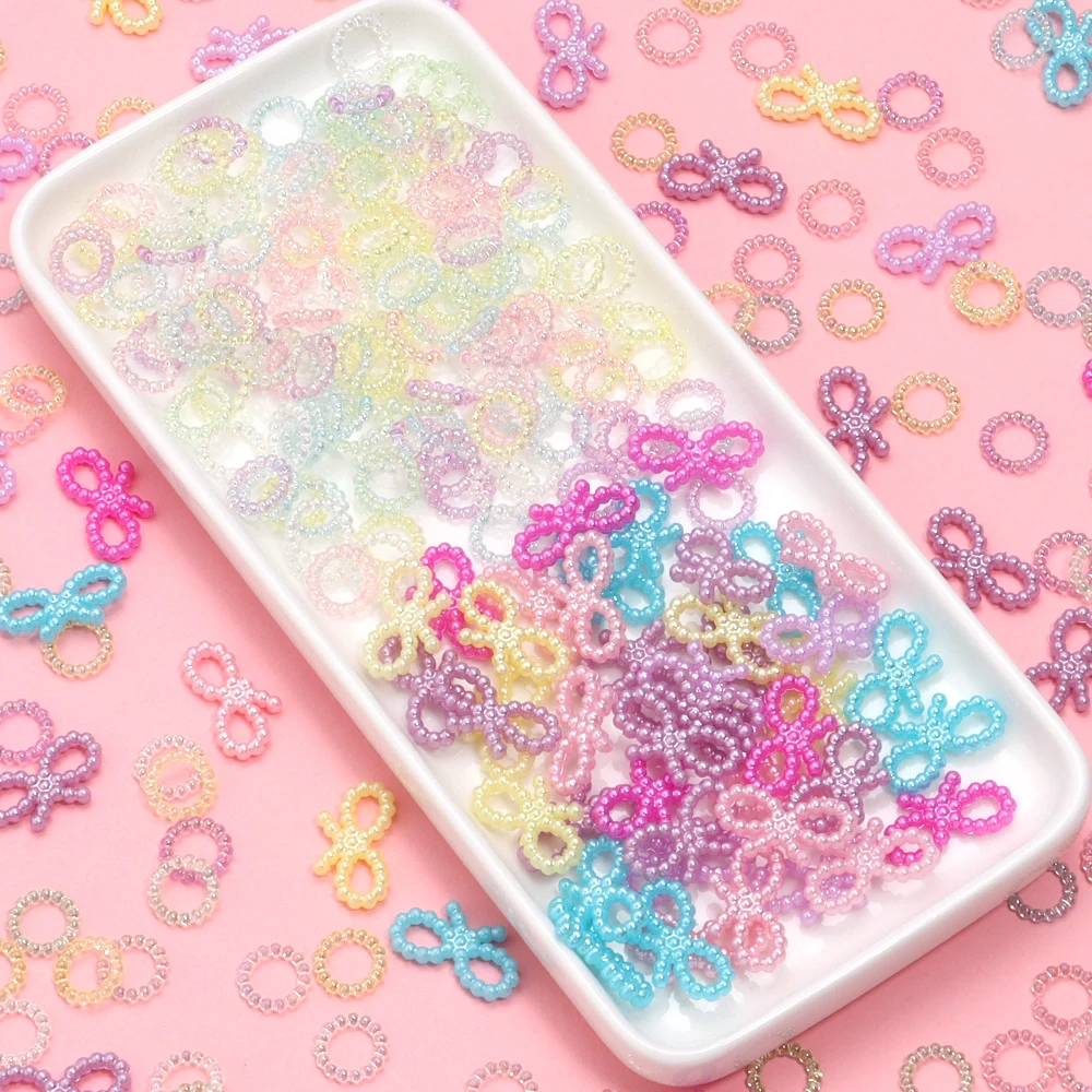 100-100 stücke Farbverlauf Farbe abs Imitation Perle Kreis/Bogen Ende Perlen Charme für DIY Schmuck Herstellung Halskette Armbänder Zubehör – Detail 2