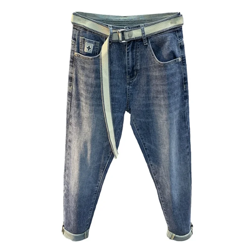 Spring and Summer 2024 New Jeans Men's Fashion Embroidered Slim Skinny Trousers Korean All-Match Street Men's Pants