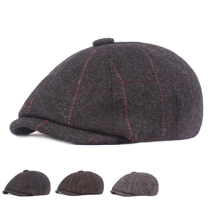 2024 Winter Solid Cotton Newsboy Caps Men Flat Peaked Cap Women Painter Beret Hats 101