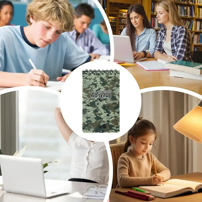 เขียนในสายฝนโน้ตบุ๊คกันน้ํา Field Notebook แบบพกพา Notepad Top-Spiral Memo Note Pads 50 หน้าสําหรับทํางานโรงเรียน