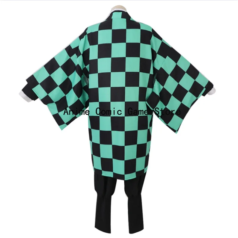 Kamado Tanjirou Costume Cosplay parrucca orecchino tatuaggio adesivi Anime Halloween Party outfit per donna uomo