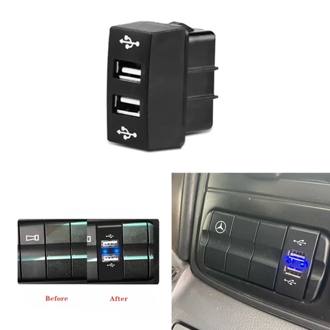 Автомобильное зарядное устройство с двумя USB-портами для смартфона Ipad Iphone для Mercedes Benz Actros MP3 Truck QC 3.0