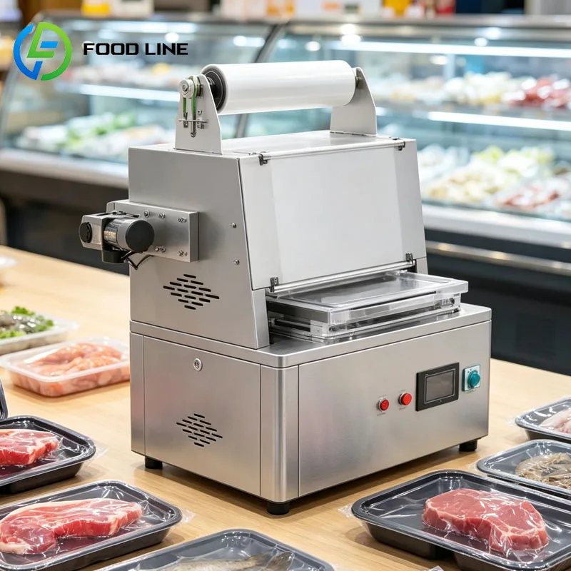 Desktop Vacuum Gas Flush Packaging Machine MAP Tray Sealer for Ready Meal Food Boxes Customized