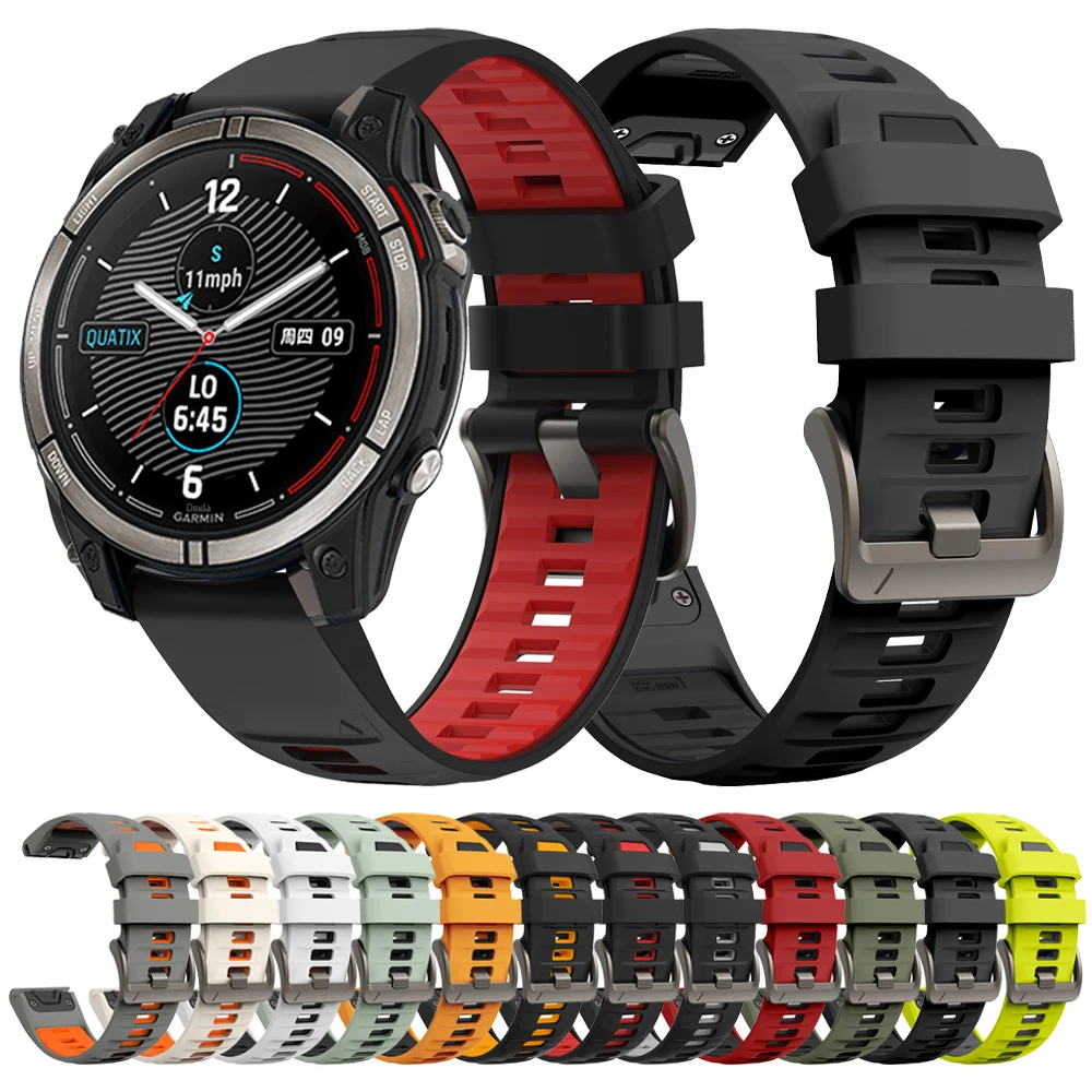 QuickFit 22 26 مللي متر حزام سيليكون رياضي لـ Garmin Tactix 7 Pro AMOLED Delta Bravo Band لـ Quatix 7 7X 6 5 3 الأساور الخارجية