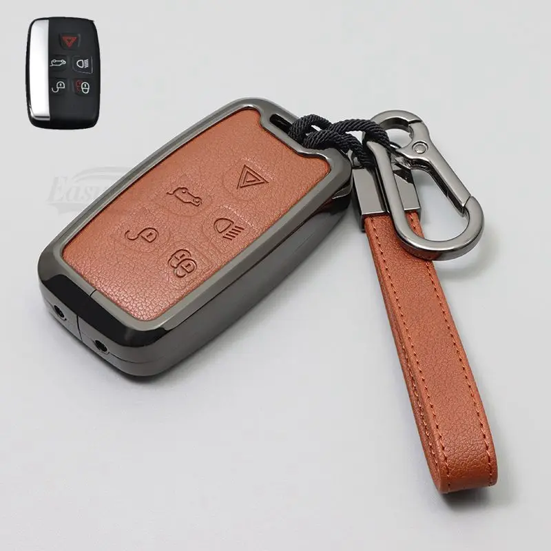 Car Zinc Alloy Leather Key Case Cover For Land Range Rover Sport Discovery Sport Evoque Freelander 2 For JAGUAR XE XF XJ F PACE