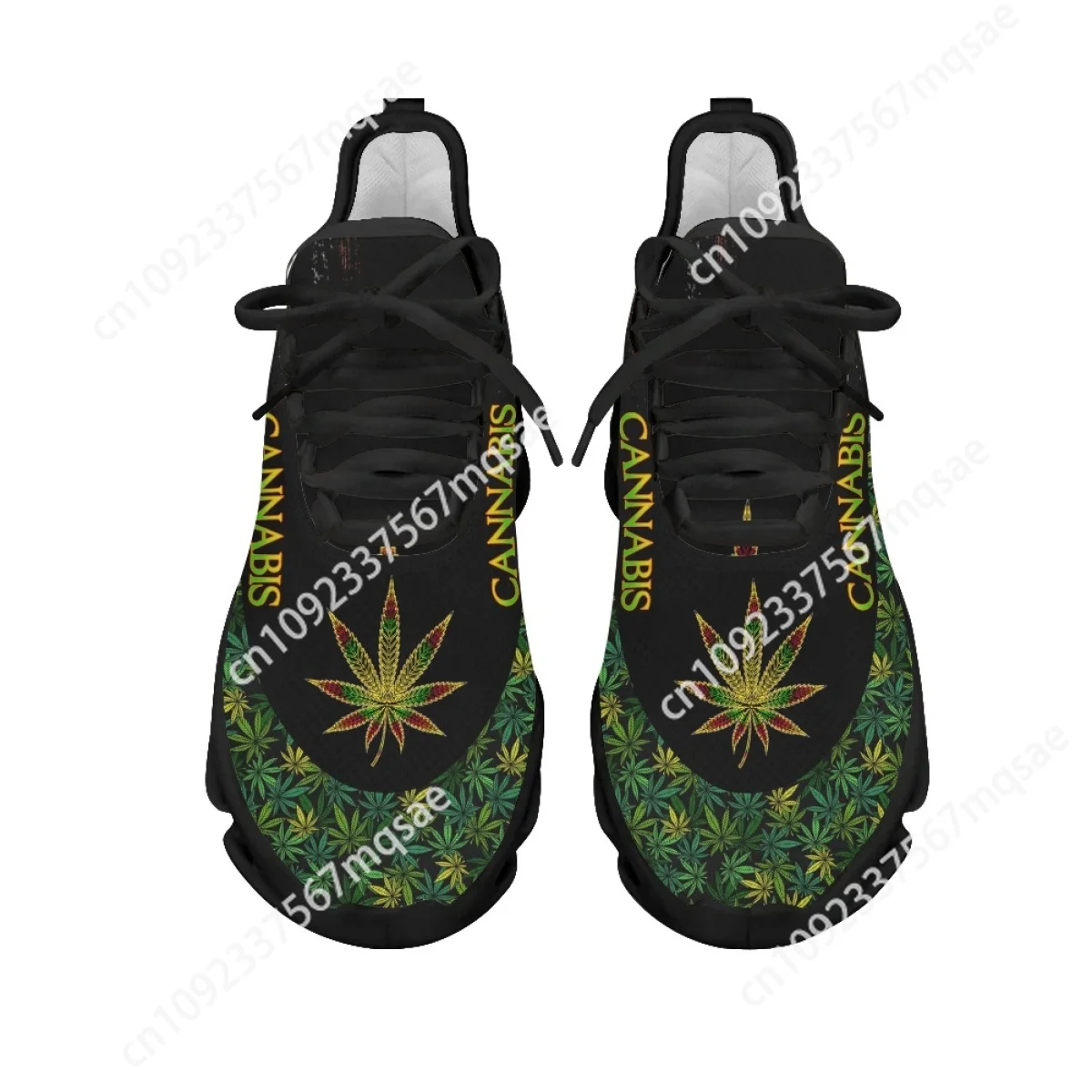 Custom 2024Trendy Mesh Sneakers Weed Leaves Prints Women's Comfortable Breathable Platform Shoes All-match Casual Shoes