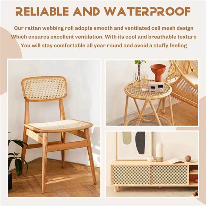 SOFT-Cane Webbing Rattan Roll, Viennese Wicker, Natural Rattan Wicker Furniture For Craft Projects, Home, DIY Chair Cabinet