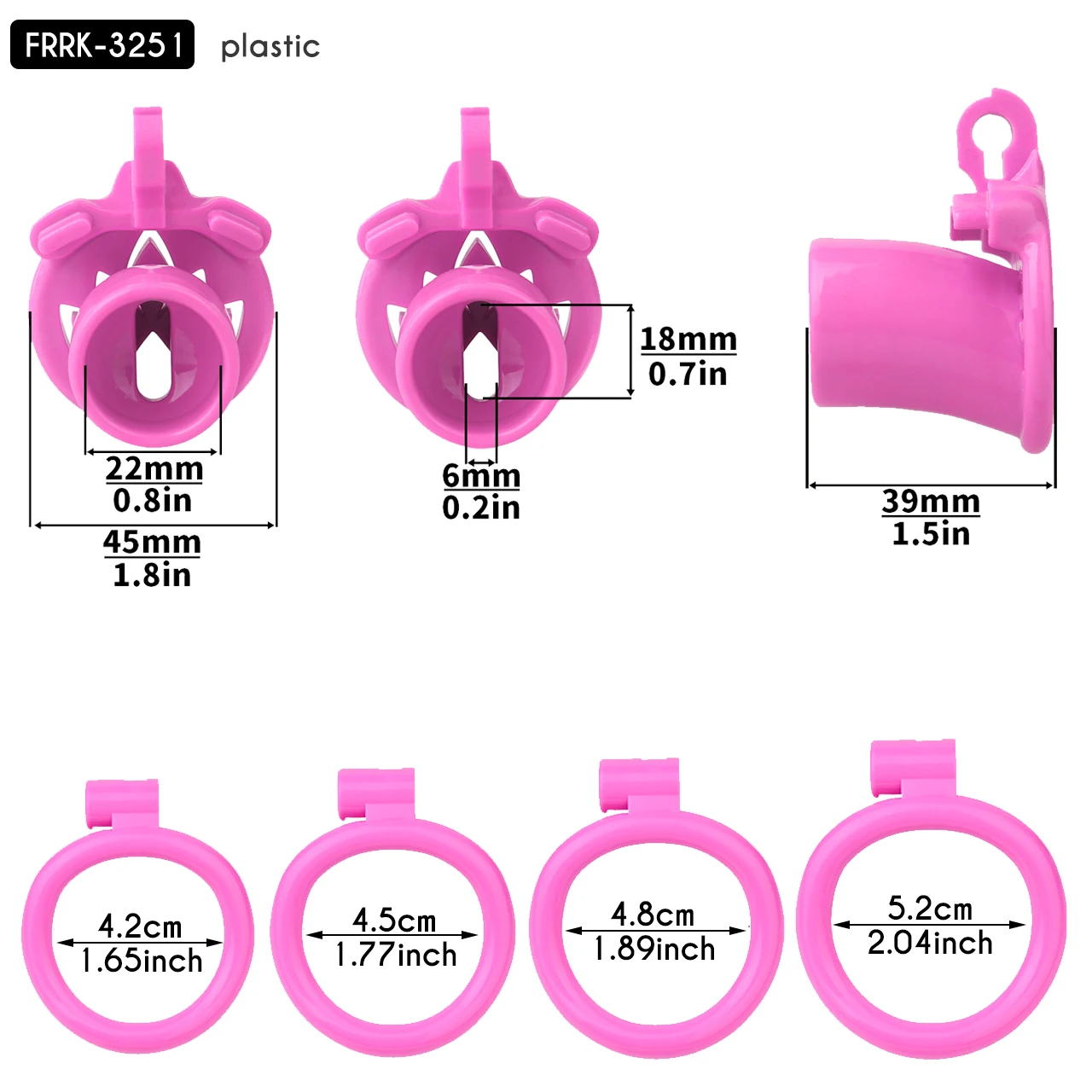 FRRK Plastic Negative Flame Chastity Cage with Urethral Inverted For Man Penis Rings Cock Lock Abstinence Restrain Sex Toys Pink