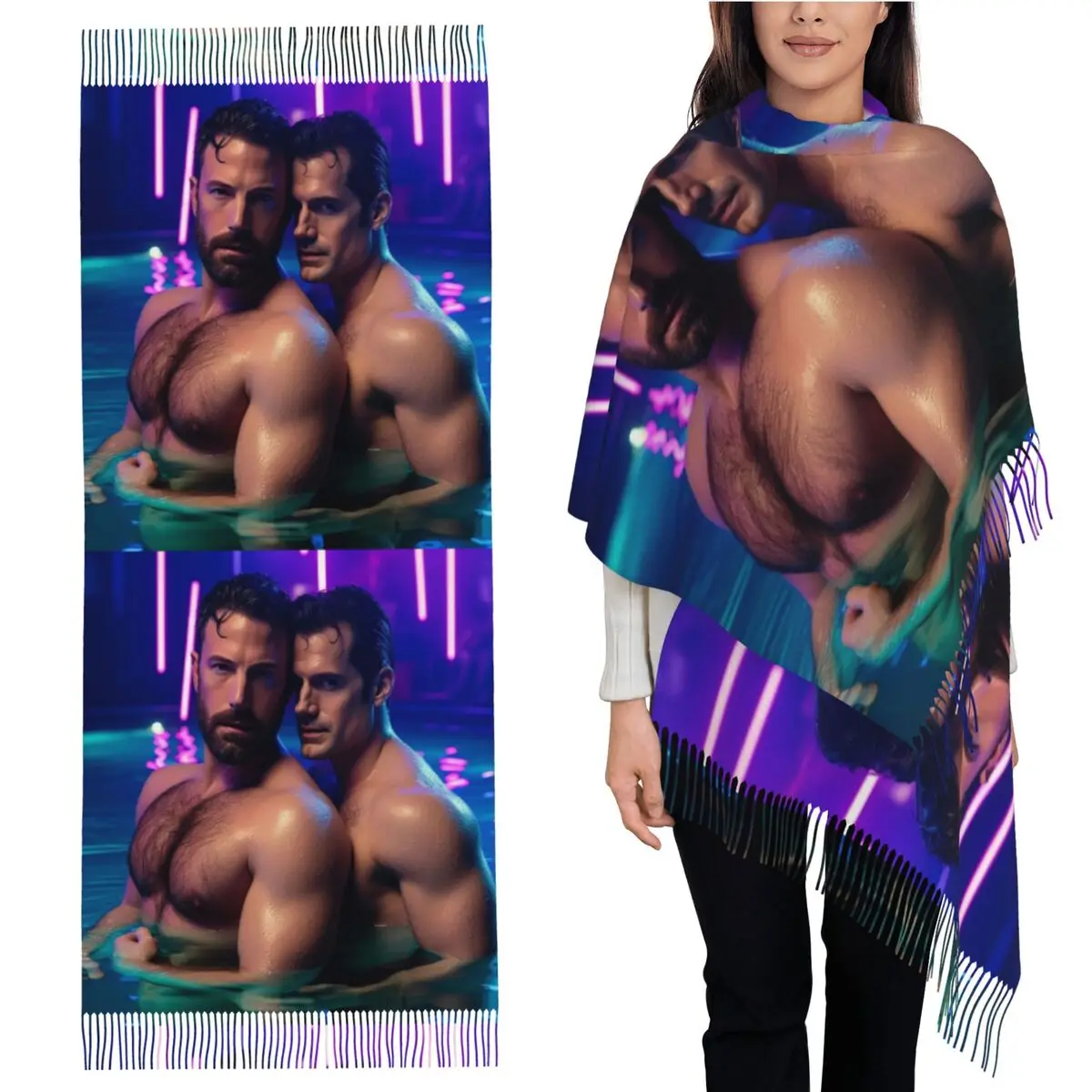 

Ben Affleck And Henry Cavill Scarf Tassel Scarves for Women Soft Warm Shawls and Wraps Long Fall Winter Shawl Wrap