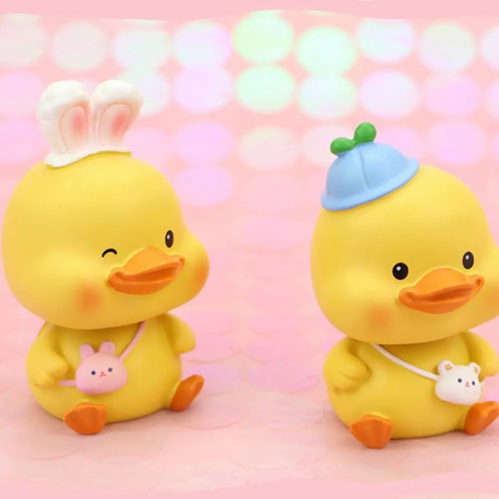 Kawaii Kawaii Cartoon Duck Ornament Exquisite Mini Shake Resin Duck Figurine Handmade Creative lucky Duckling Doll Toy Desk