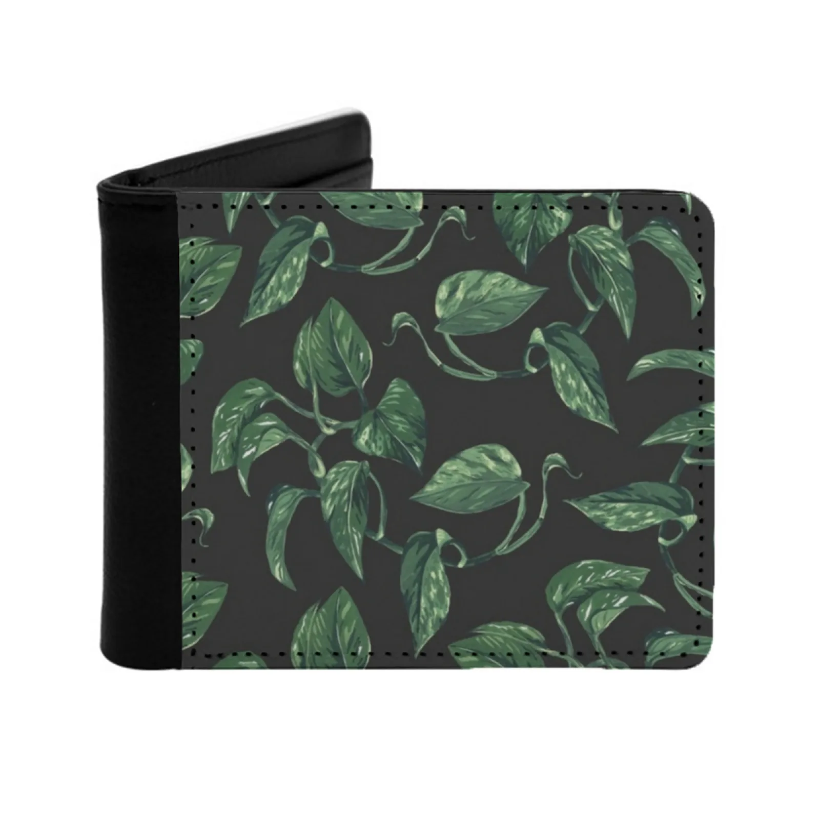 Pothos Devils Ivy Allover Print Men's Wallet Pu Leather Wallet Multifunction Credit Card Purse Ivy Hanging Ivy Devils Ivy Ivy