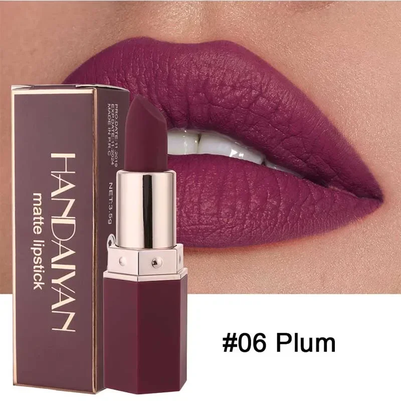 HANDAIYAN 6 Color Matte Matte Lipstick Beauty Brown Lip Gloss Lipstick Matte New Arrival All Design Create The Perfect Lip Easy