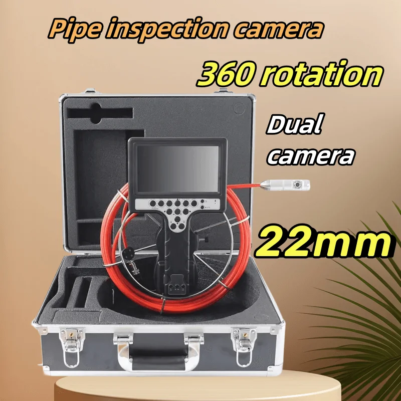 dual camera lens pipe inspection system 22 mm dreno esgoto video endoscopio endoscopio mm cabo rigido rotacao 360 01