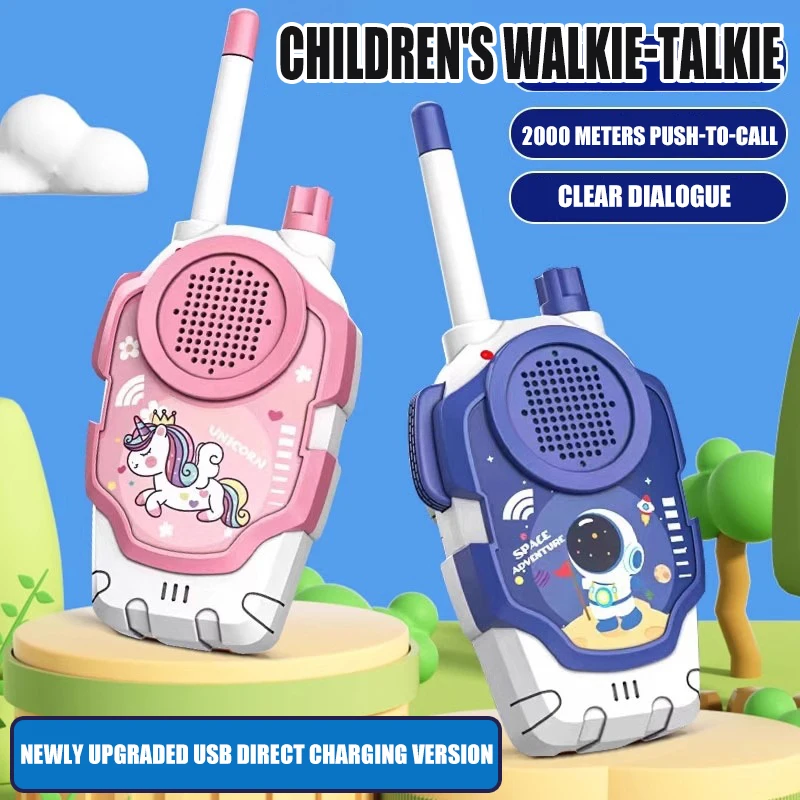 2 قطعة أجهزة الاتصال اللاسلكية الكرتونية لعبة أطفال داخلي في الهواء الطلق HD الحوار اللاسلكي البيني التفاعل بين الوالدين والطفل لعب صبي الفتيات هدية