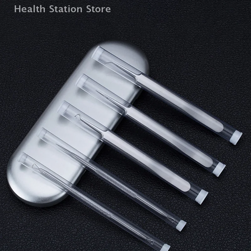 Blackhead Acne Needle Cell Pimples Blackhead Clip Tweezers With Round Tube Stainless Steel Acne Remove Needle Face Skin Care