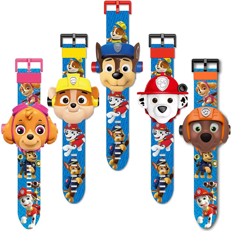 Paw Patrol Toy 3D Projection Digital Watch Toys Set Dog Chase Skye Anime Action Figures Model Toy Marshall Chase Kid Gift