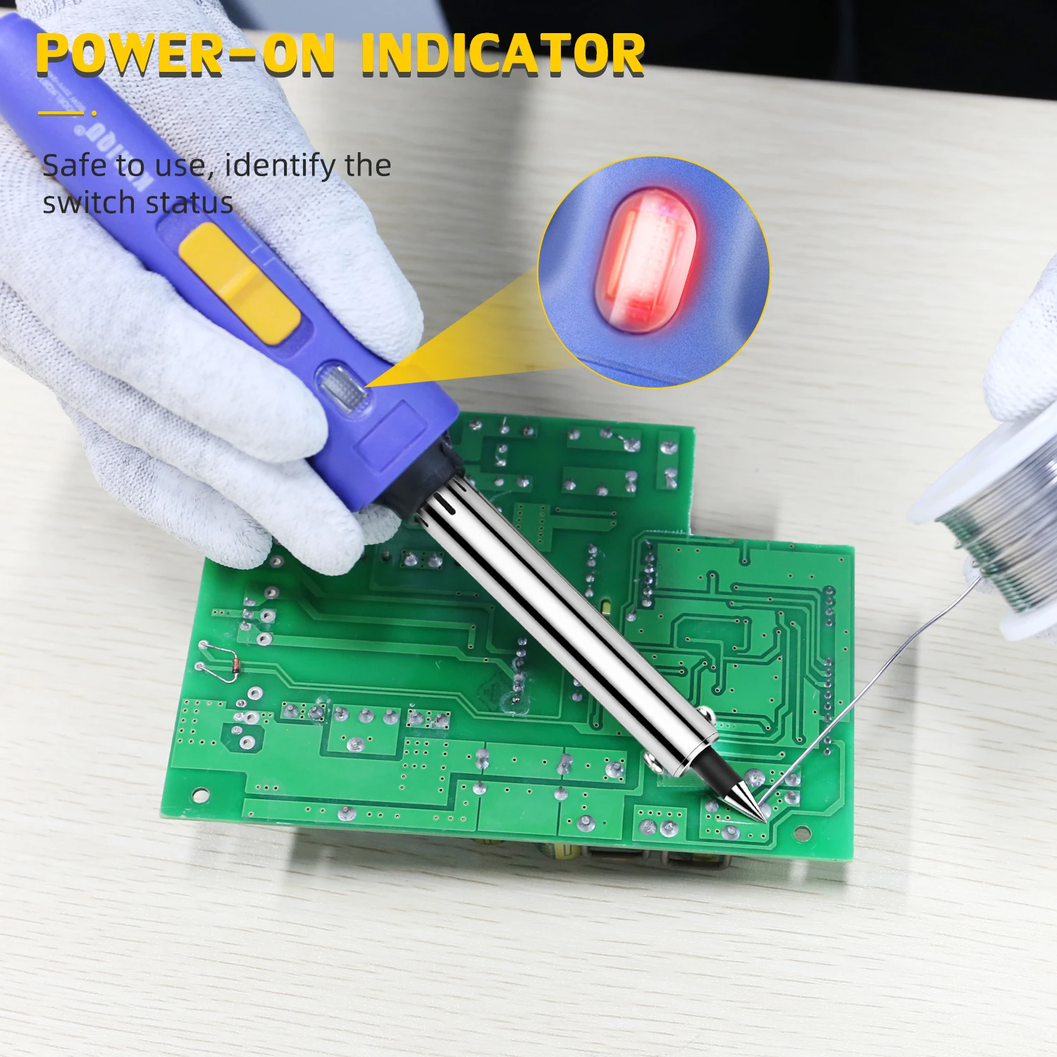 KQ-816 60W Soldering Iron 220V Electronic Welding Equipment Adjustable Power EU Plug Electric Tin Welder 520℃ Max Solder Tools