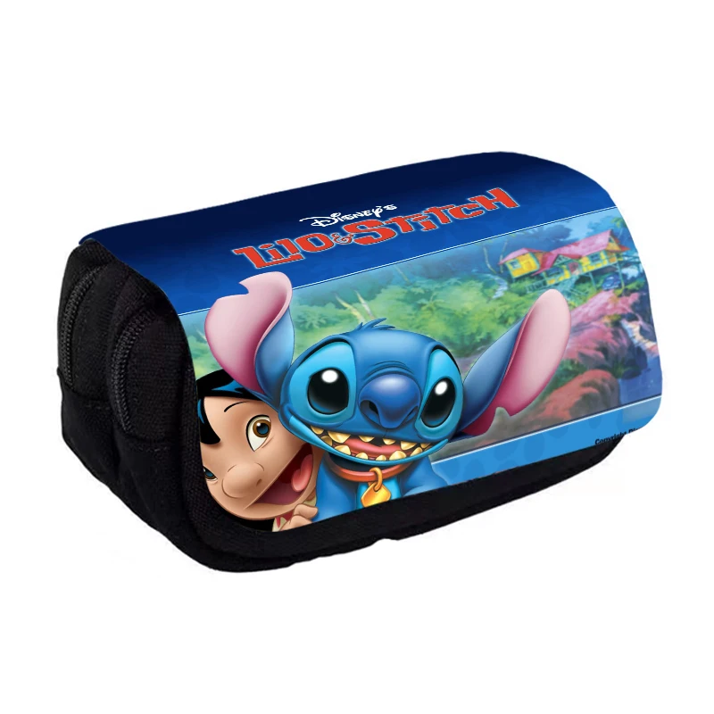 Disney Lilo & Stitch Theme Styles Pencil Bag Nylon Pencil Case Children Black  High Quality Stationery To School Supplies Gifts