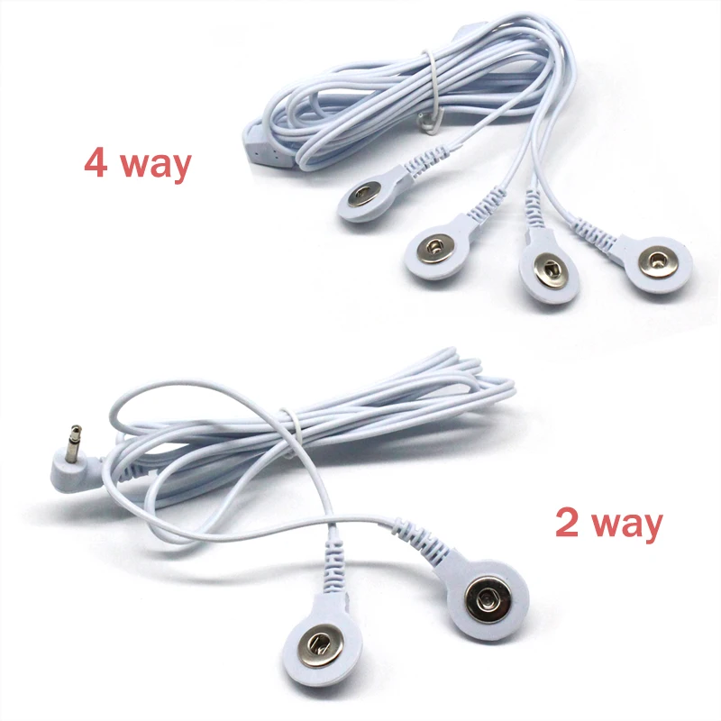 2 Way+4-Way Machine Massager Electrode Electrode Pads Tens EMS Standard 5mm Connection Massage  for  TENS Unit Lead Wires Cables