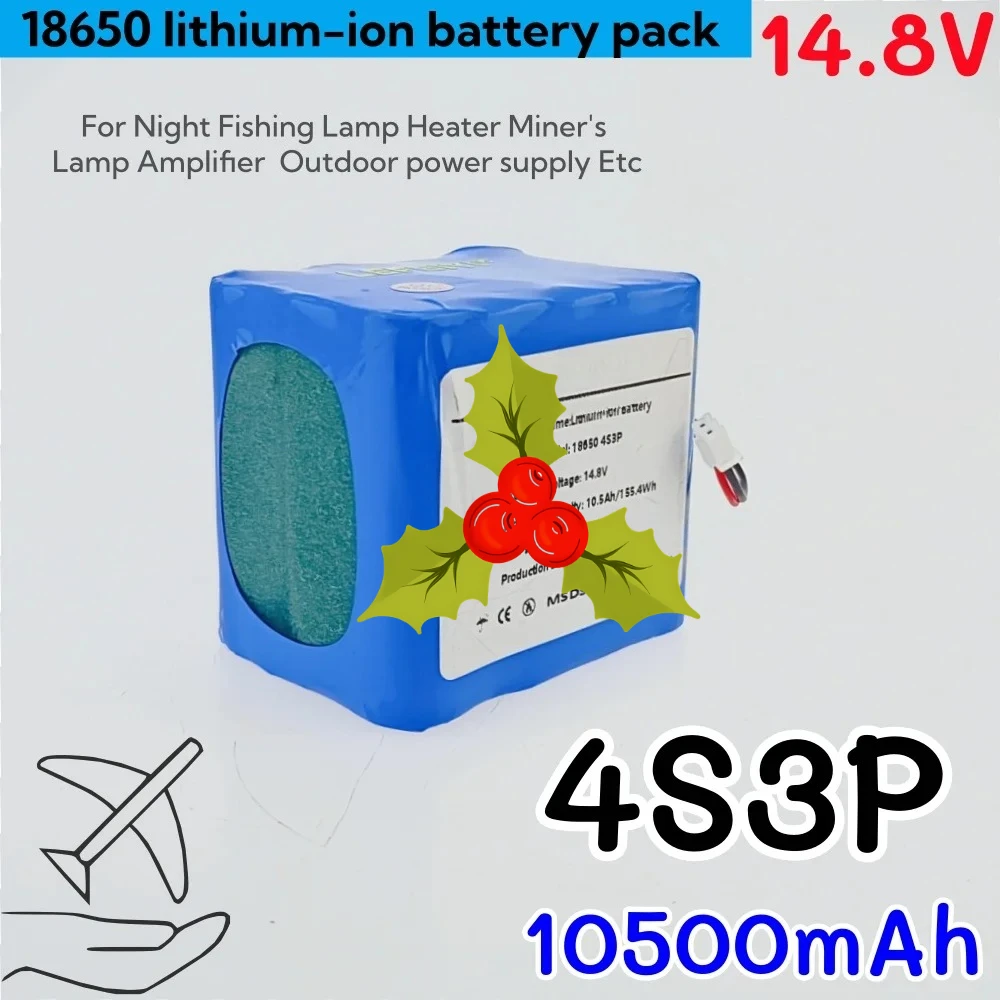 4S3P 14.8 فولت 10.5Ah بطارية ليثيوم أيون 18650 قابلة للشحن لليلة مصباح الصيد سخان مصباح التعدين مكبر للصوت الخ