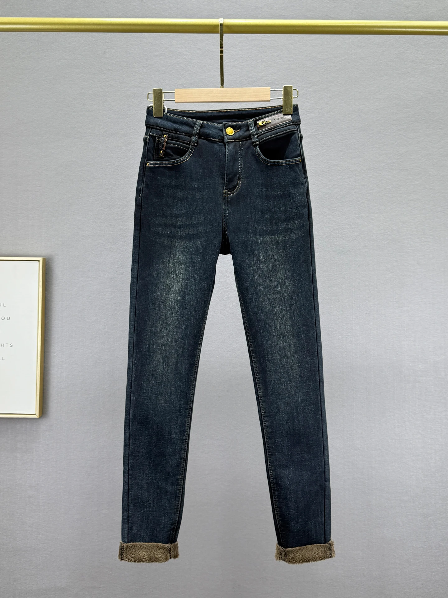 

Women's Fce Lined Thiened Denim Skinny Pants High Waist Slimming Retro Long Trousers Winter New Sle Cotton Stretch Jeans