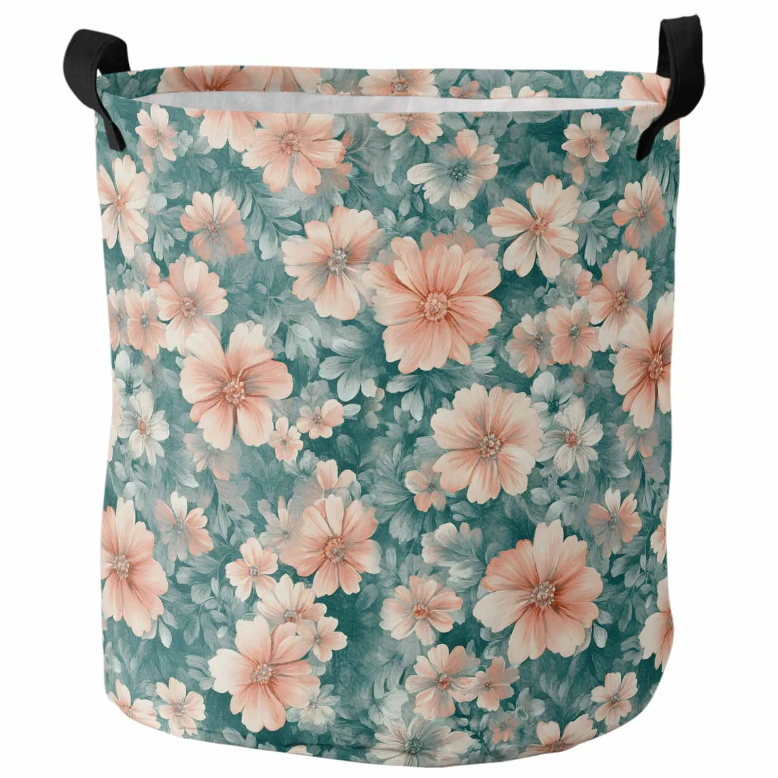 

Spring Orange Daisy Flower Texture Dirty Laundry Basket Foldable Waterproof Home Organizer Clothing Children Toy Storage Basket
