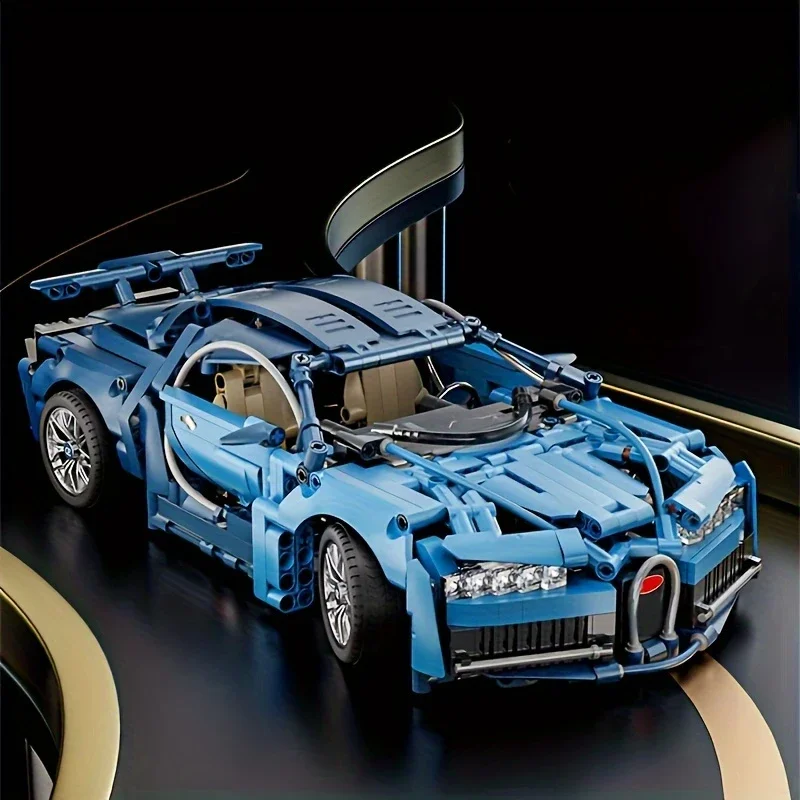 1690-delig blauw sportwagenspeelgoedmodel - modeontwerp, cultiveer creativiteit en hands-on vermogen, geschikt voor dagelijks entertainment en kerstcadeaus