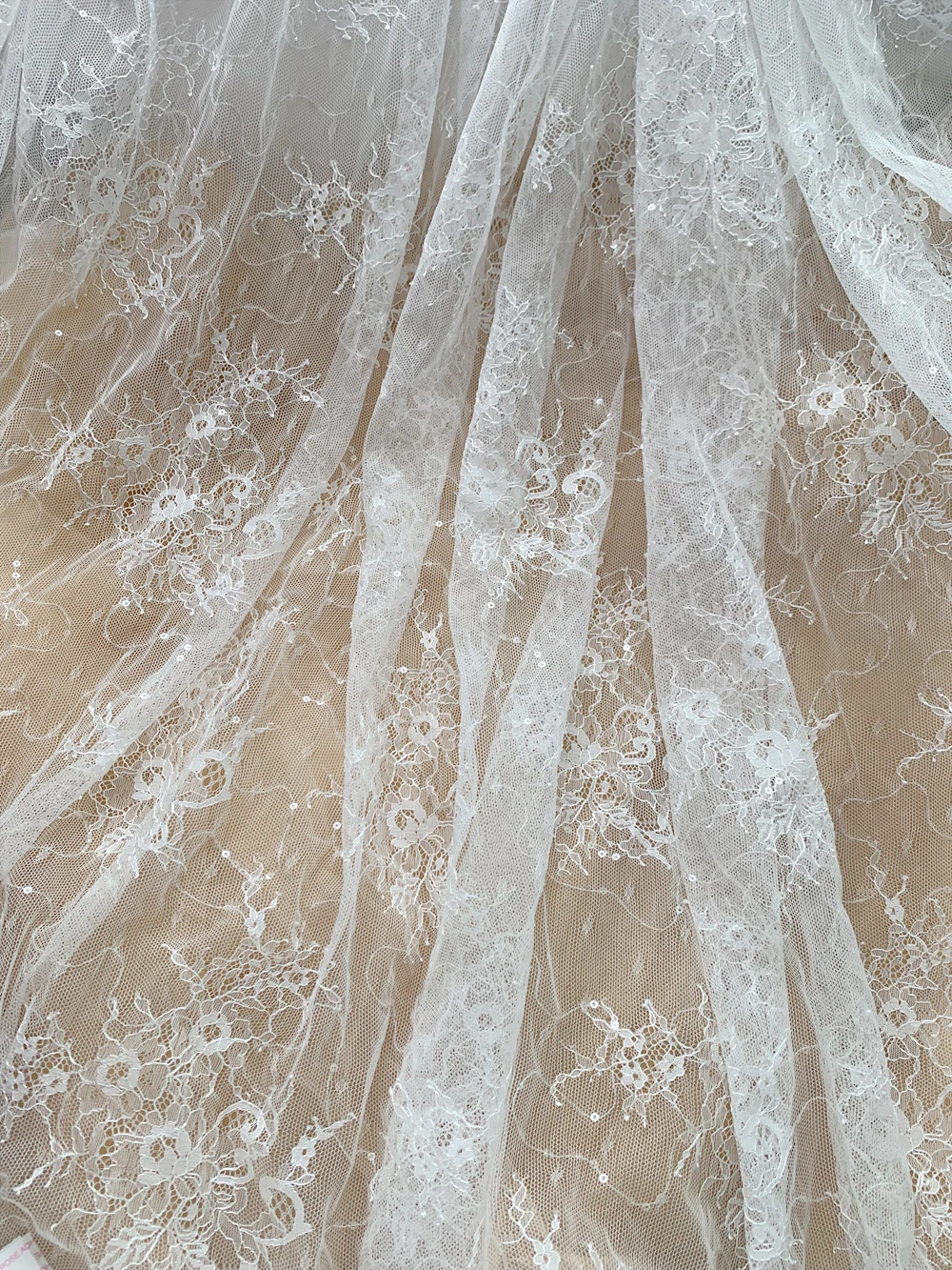 French Wedding Dress Lace Fabric, Sequined, Children\'s Wear, Hollow Sewing Accessories